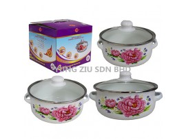 671D#3PCS CASSEROLE ENAMEL SET 16/18/20CM(LONGFEI)